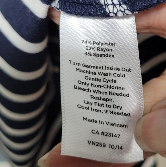 Talbots Dark Navy & White Striped Skater Dress - Picture 7 of 8